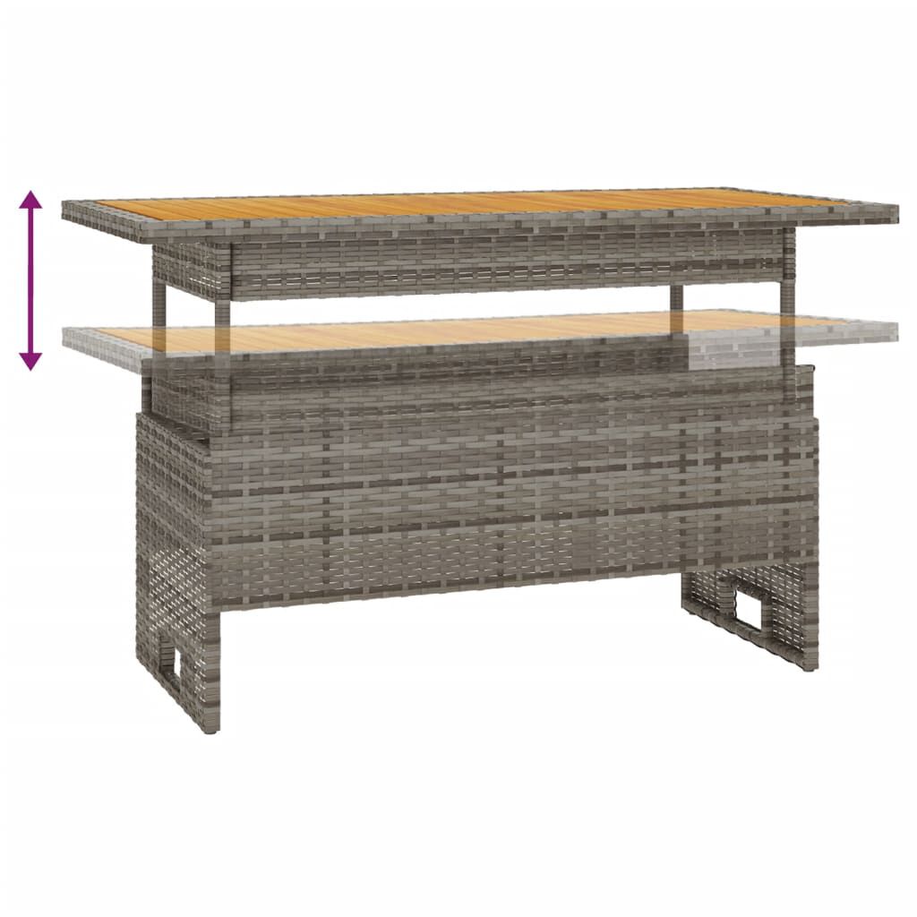 vidaXL Τραπέζι Κήπου Γκρι 100x50x43/63 εκ. Μασίφ Ακακία & Συνθ. Ρατάν