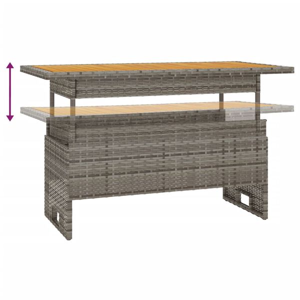 vidaXL Τραπέζι Κήπου Γκρι 100x50x43/63 εκ. Μασίφ Ακακία & Συνθ. Ρατάν