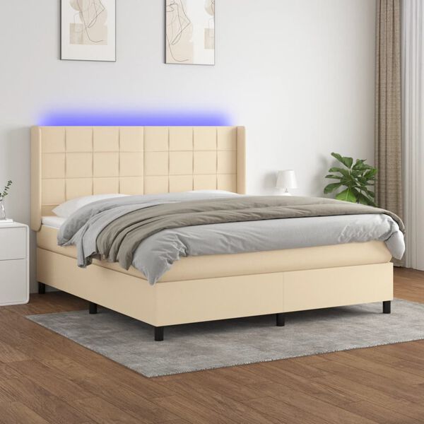 vidaXL &Kappa;&rho;&epsilon;&beta;ά&tau;&iota; Boxspring &mu;&epsilon; &Sigma;&tau;&rho;ώ&mu;&alpha; & LED &Kappa;&rho;&epsilon;&mu; 160x200 &epsilon;&kappa;. &Upsilon;&phi;&alpha;&sigma;&mu;ά&tau;&iota;&nu;&omicron;