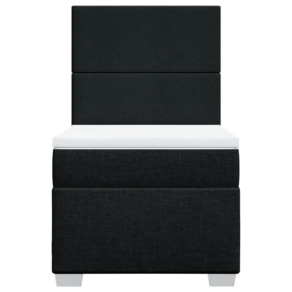vidaXL Κρεβάτι Boxspring με Στρώμα Μαύρο 90x200 εκ. Υφασμάτινο