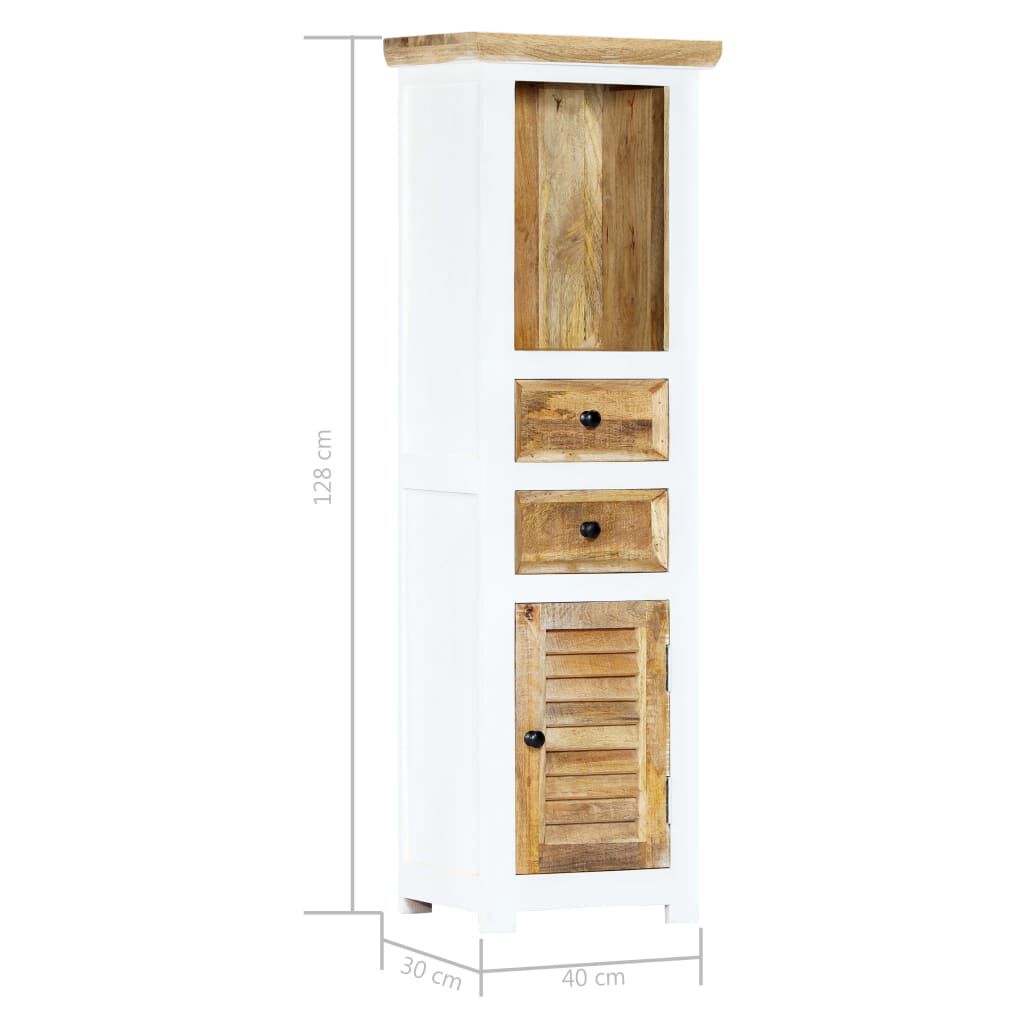 vidaXL Έπιπλο Αποθήκευσης Λευκό/Καφέ 40x30x128 εκ Ακατέργ. Ξύλο Μάνγκο