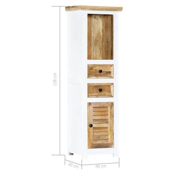 vidaXL Έπιπλο Αποθήκευσης Λευκό/Καφέ 40x30x128 εκ Ακατέργ. Ξύλο Μάνγκο
