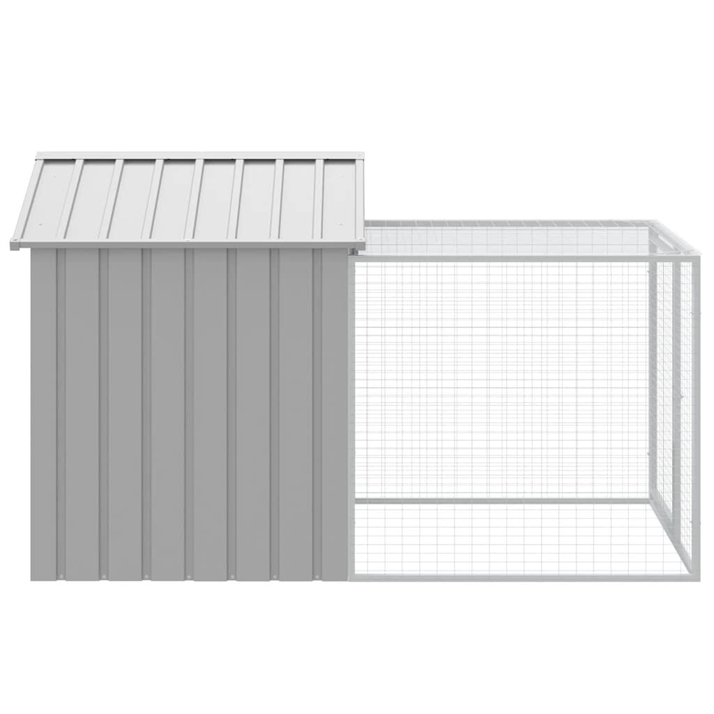 vidaXL Κλουβί για Κότες με Αυλή Αν. Γκρι 117x201x123εκ Γαλβαν. Χάλυβας