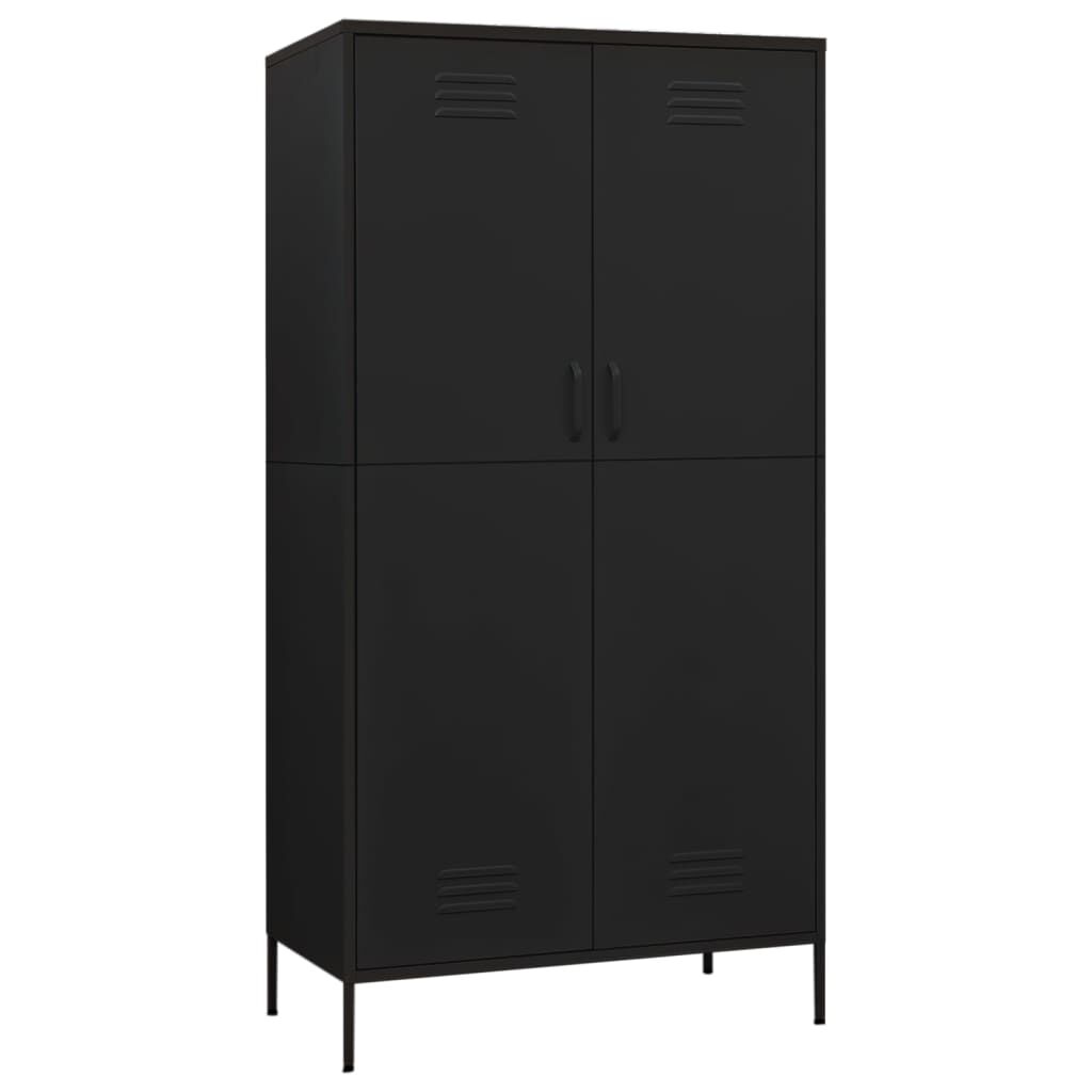 vidaXL Ντουλάπα Μαύρη 90 x 50 x 180 εκ. από Ατσάλι