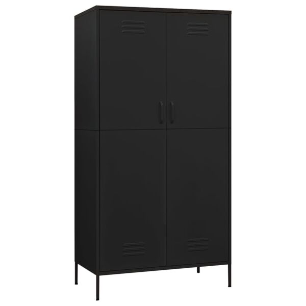 vidaXL Ντουλάπα Μαύρη 90 x 50 x 180 εκ. από Ατσάλι