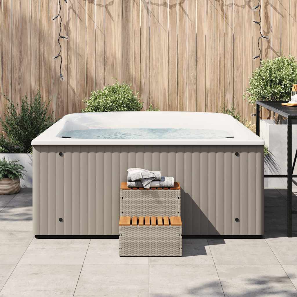 vidaXL Βήμα υδρομασάζ Αν. Γκρι 50x50x50,5εκ. Συνθετικό Ρατάν/Ακακίας