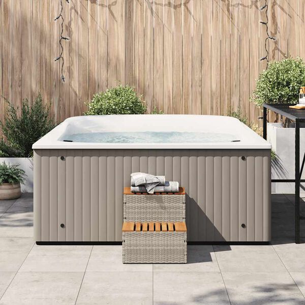 vidaXL Βήμα υδρομασάζ Αν. Γκρι 50x50x50,5εκ. Συνθετικό Ρατάν/Ακακίας