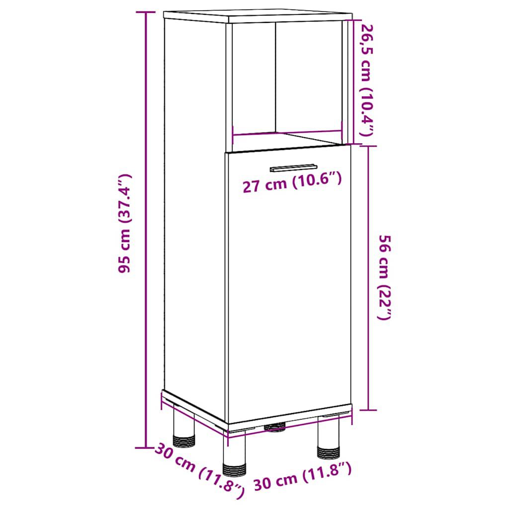vidaXL Στήλη Μπάνιου Γκρι Σκυροδέματος 30x30x95 εκ. Επεξεργασμένο Ξύλο
