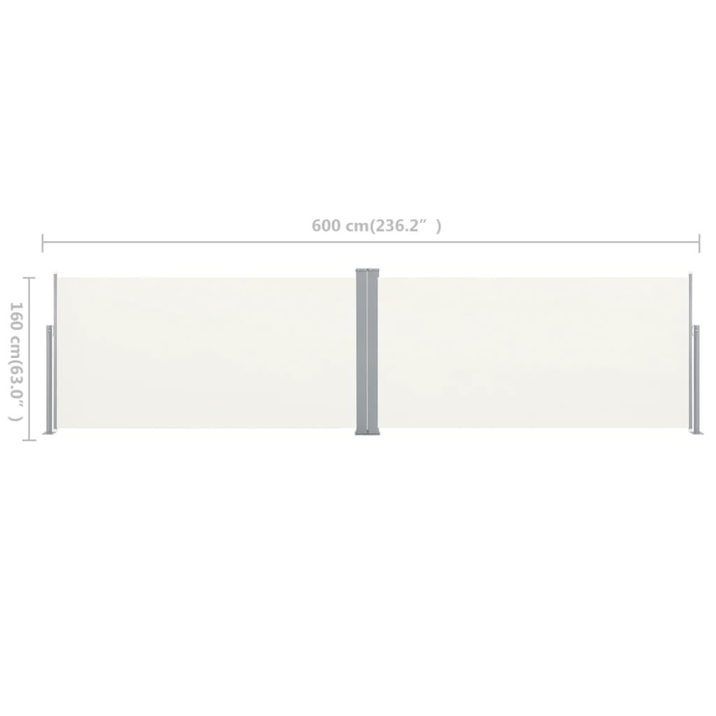 vidaXL Σκίαστρο Πλαϊνό Συρόμενο Κρεμ 160 x 600 εκ.