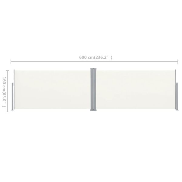 vidaXL Σκίαστρο Πλαϊνό Συρόμενο Κρεμ 160 x 600 εκ.
