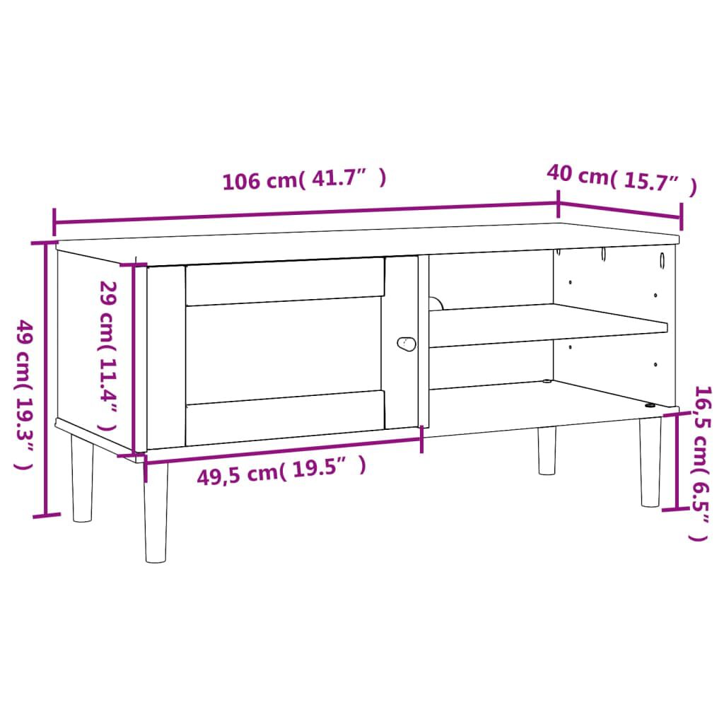 vidaXL Έπιπλο Τηλεόρασης SENJA Μαύρο / Ρατάν 106x40x49 εκ. Μασίφ Πεύκο