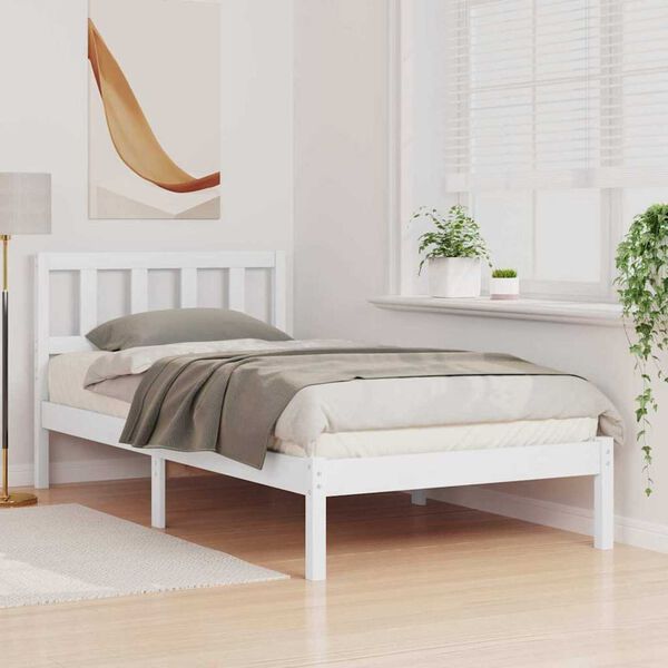 vidaXL Σκελετός Κρεβατιού Λευκό 80 x 200 cm Μασίφ ξύλο πεύκου
