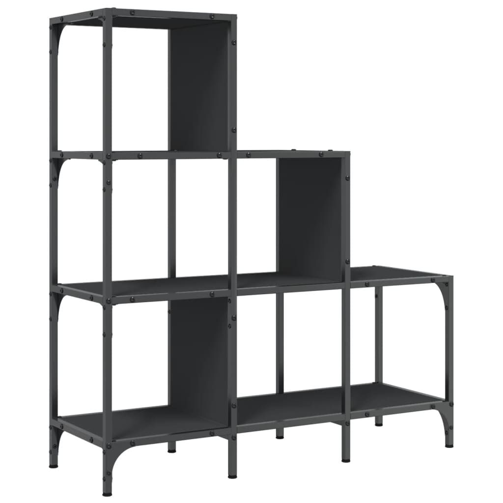 vidaXL Βιβλιοθήκη Μαύρη 92x30x102 εκ. Επεξεργασμένο Ξύλο & Μέταλλο