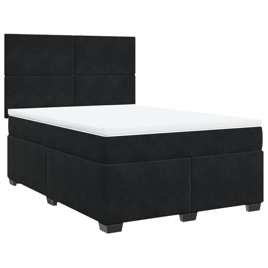 vidaXL Κρεβάτι Boxspring με Στρώμα Μαύρο 140x190 εκ. Βελούδινο