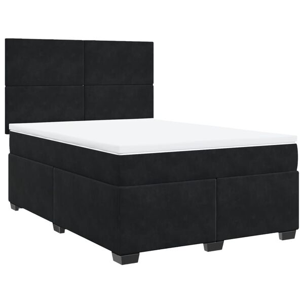 vidaXL Κρεβάτι Boxspring με Στρώμα Μαύρο 140x190 εκ. Βελούδινο