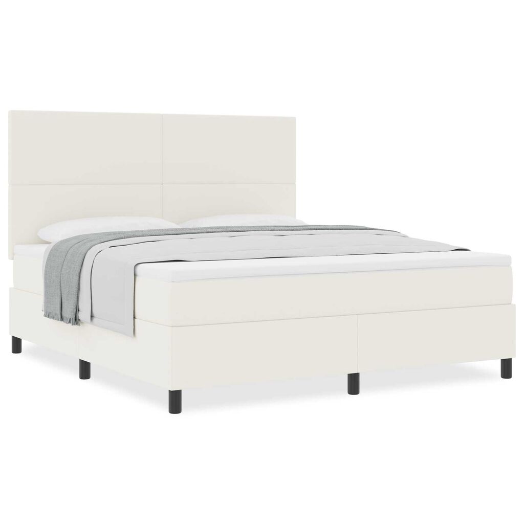 vidaXL Κρεβάτι Box Spring με Στρώμα Κρεμ Υφάσματος Κορδονιού