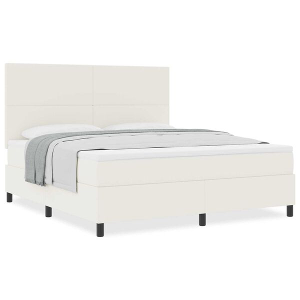 vidaXL Κρεβάτι Box Spring με Στρώμα Κρεμ Υφάσματος Κορδονιού