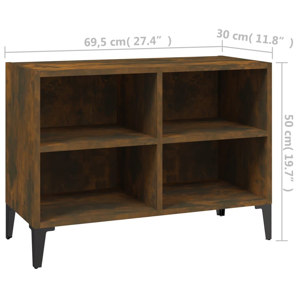 vidaXL Έπιπλο Τηλεόρασης Καπνιστή Δρυς 69,5x30x50 εκ & Μεταλλικά Πόδια