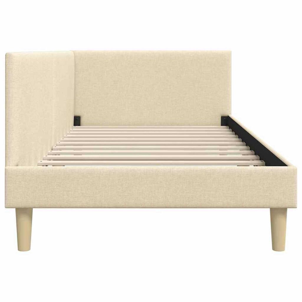 vidaXL Κρεβάτι Γωνίας Άλλο Κρεμ 80 x 200 cm Ύφασμα και Έργο ξύλου