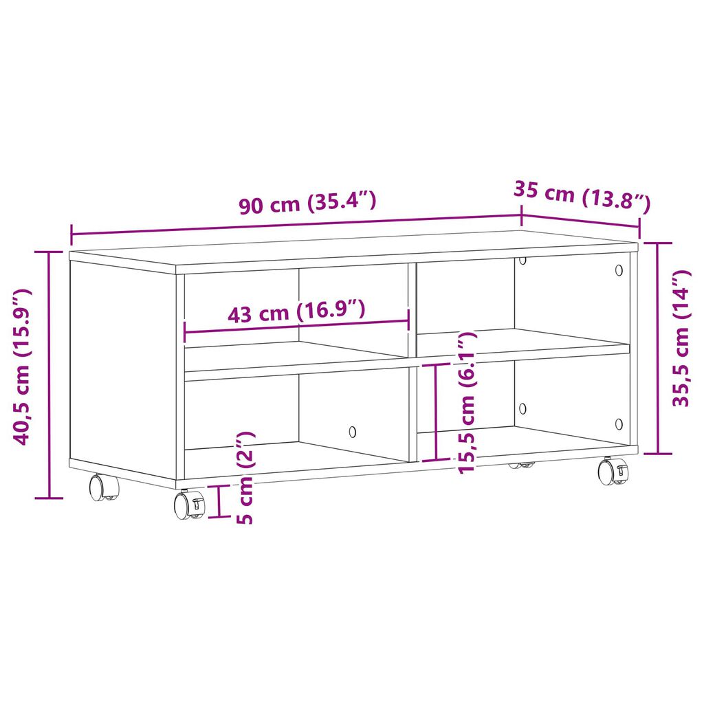 vidaXL Κονσόλα Τηλεόρασης Μαύρη 90x35x35 εκ Επεξεργασμένο Ξύλο