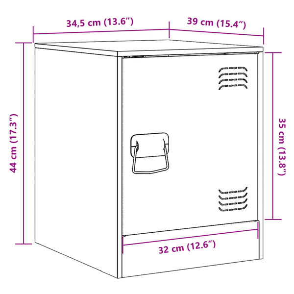 vidaXL Κομοδίνο Μουσταρδί 34,5 x 39 x 44 εκ. από Χάλυβα