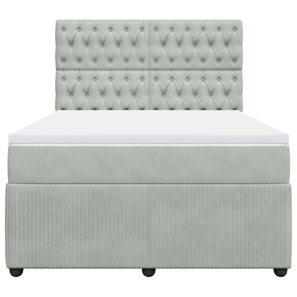 vidaXL Κρεβάτι Boxspring με Στρώμα Ανοιχτό Γκρι 140x200 εκ. Βελούδινο