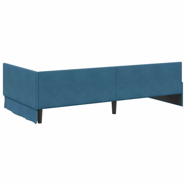 vidaXL Κρεβάτι Γωνίας Μπλε 90 x 190 cm Βελούδο και Εργοστασιακό ξύλο