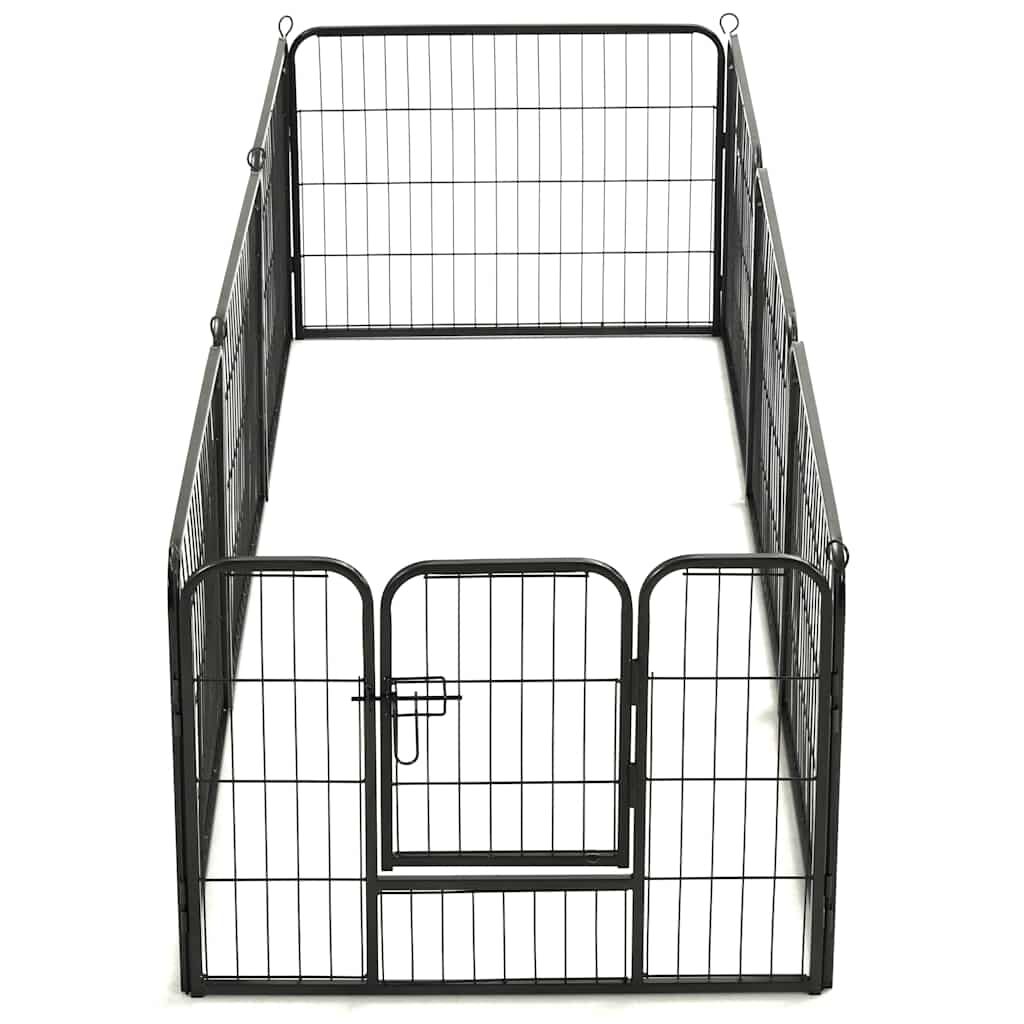 vidaXL Πάρκο Σκύλου με 8 Πάνελ Μαύρο 60 x 80 εκ. Ατσάλινο