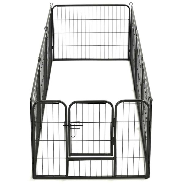 vidaXL Πάρκο Σκύλου με 8 Πάνελ Μαύρο 60 x 80 εκ. Ατσάλινο