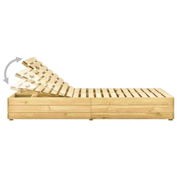 vidaXL Ξαπλώστρα Διπλή Εμποτισμένο Ξύλο Πεύκου & Μπλε Ρουά Μαξιλάρια