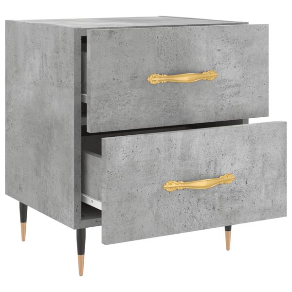 vidaXL Κομοδίνα 2 τεμ. Γκρι Σκυροδεμ. 40 x 35 x 47,5 εκ. Επεξεργ. Ξύλο