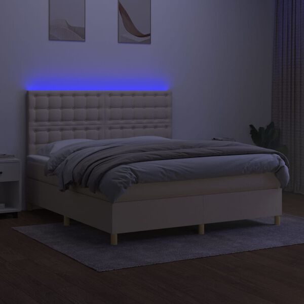 vidaXL &Kappa;&rho;&epsilon;&beta;ά&tau;&iota; Boxspring &mu;&epsilon; &Sigma;&tau;&rho;ώ&mu;&alpha; & LED &Kappa;&rho;&epsilon;&mu; 180x200 &epsilon;&kappa;. &Upsilon;&phi;&alpha;&sigma;&mu;ά&tau;&iota;&nu;&omicron;
