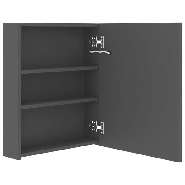 vidaXL Καθρέφτης Μπάνιου με Ντουλάπι & Φωτισμό LED Γκρι 50x14x60 εκ.