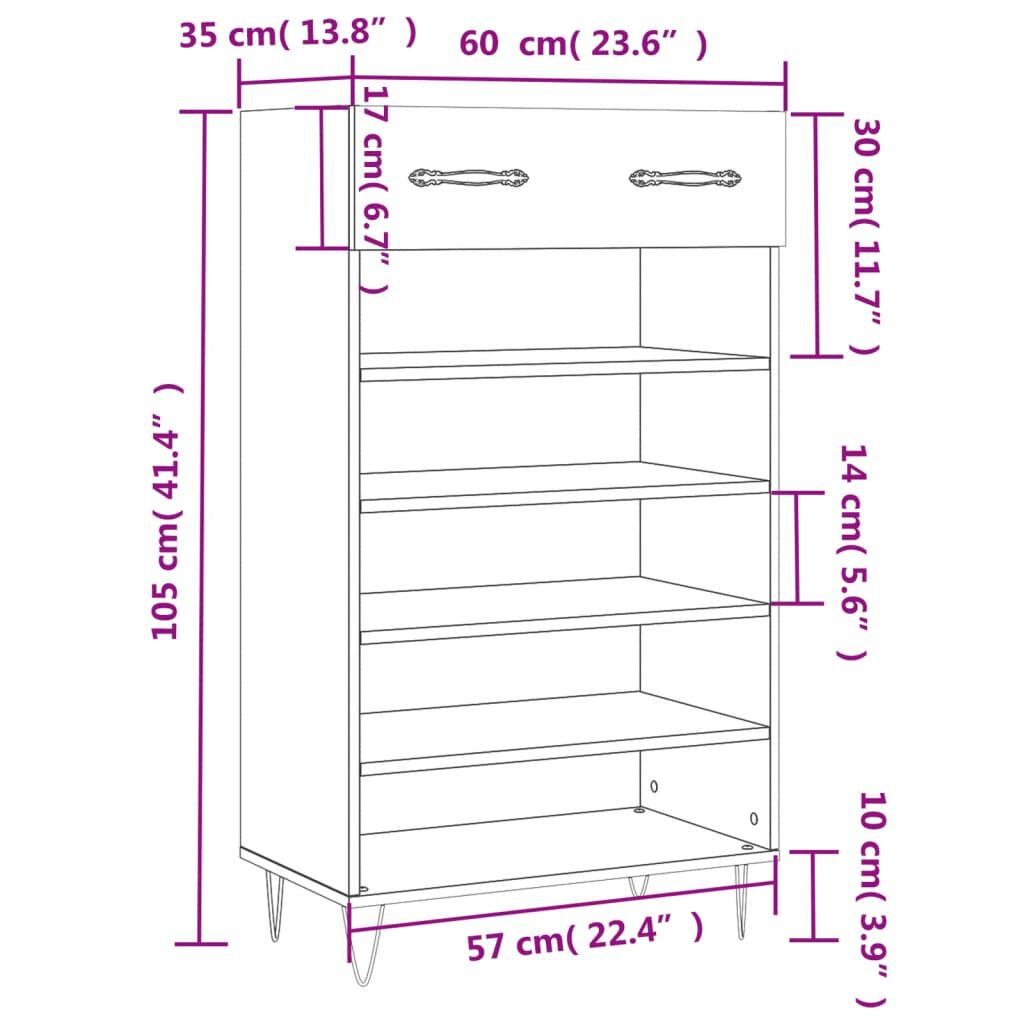 vidaXL Παπουτσοθήκη Sonoma Δρυς 60x35x105 εκ. από Επεξεργασμένο Ξύλο
