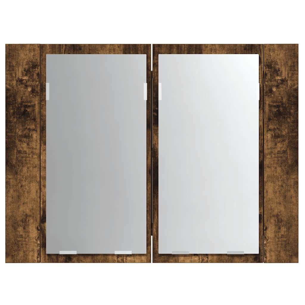 vidaXL Έπιπλο Καθρέφτη με LED Καπνιστή Δρυς 60x12x45 εκ. Επεξ. Ξύλο