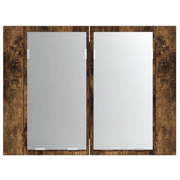 vidaXL Έπιπλο Καθρέφτη με LED Καπνιστή Δρυς 60x12x45 εκ. Επεξ. Ξύλο