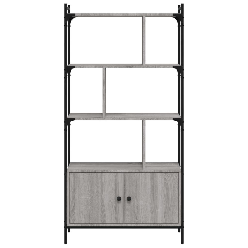 vidaXL Βιβλιοθήκη με Πόρτες Γκρι Sonoma 76,5x30x154,5 εκ. Επεξ. Ξύλο