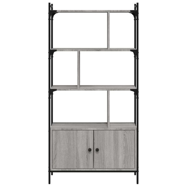 vidaXL Βιβλιοθήκη με Πόρτες Γκρι Sonoma 76,5x30x154,5 εκ. Επεξ. Ξύλο