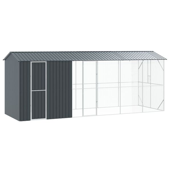 vidaXL Φυτώριο πουλιών με επέκταση Ανθρακί 210x640x247 εκ. Χάλυβας