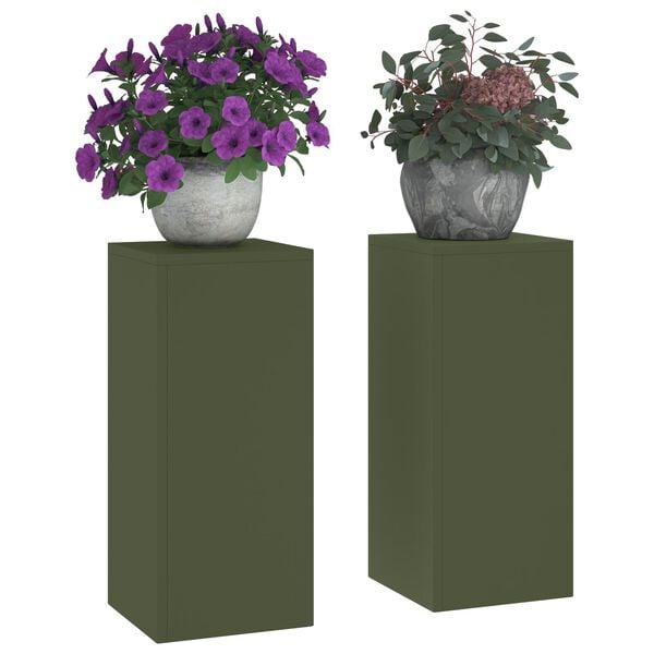 vidaXL Στήριξη φυτών 2 pcs Λαδί 24 x 24 x 55 εκ. Ατσάλι