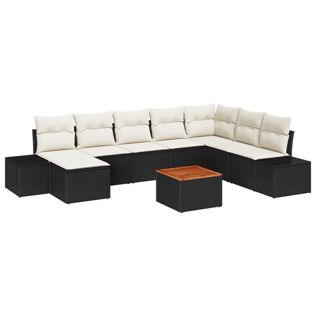 vidaXL Σετ Καναπέ Κήπου 9 pcs Μαύρο και λευκό
