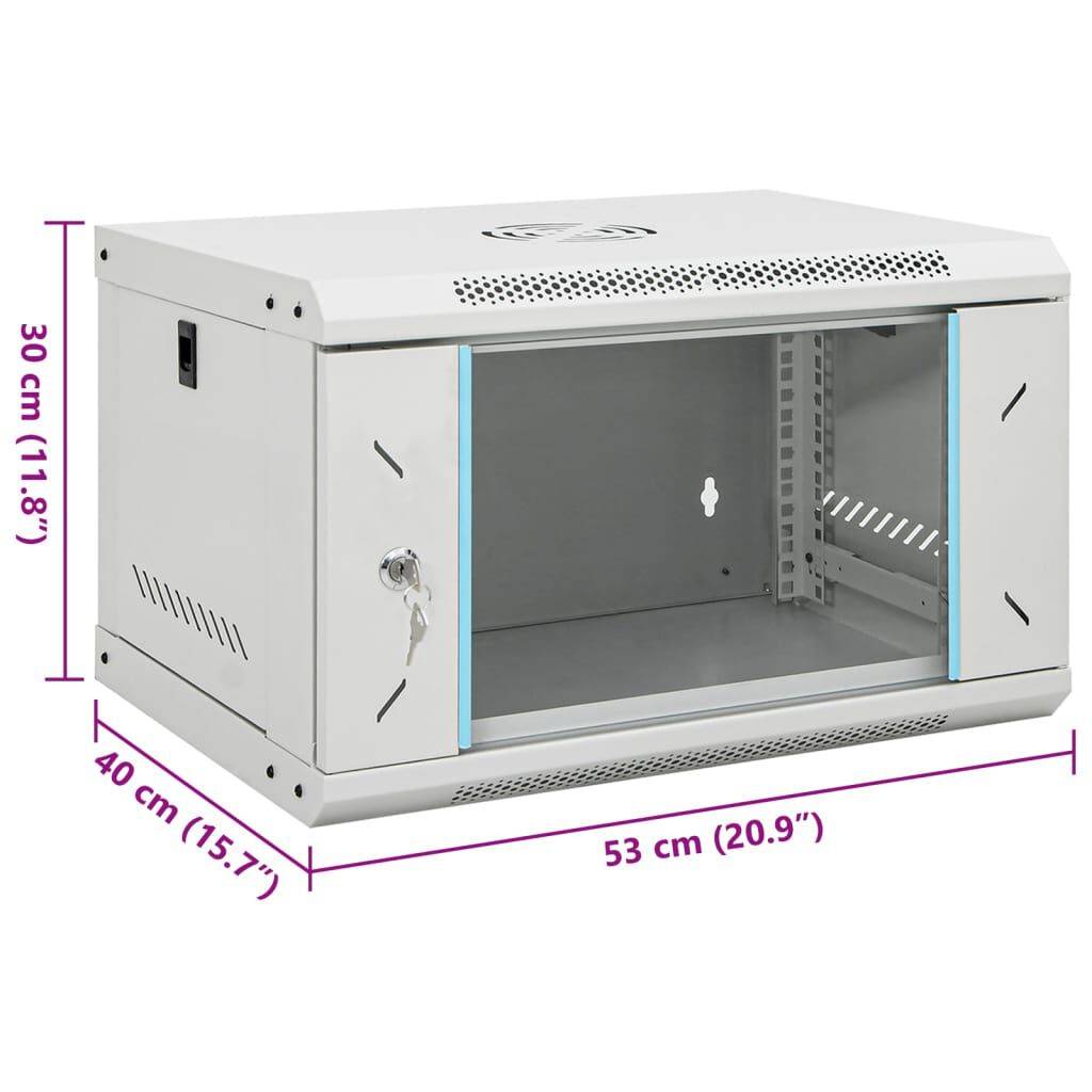 vidaXL Καμπίνα Δικτύου Επιτοίχια 6U 19'' IP20 53x40x30 εκ.