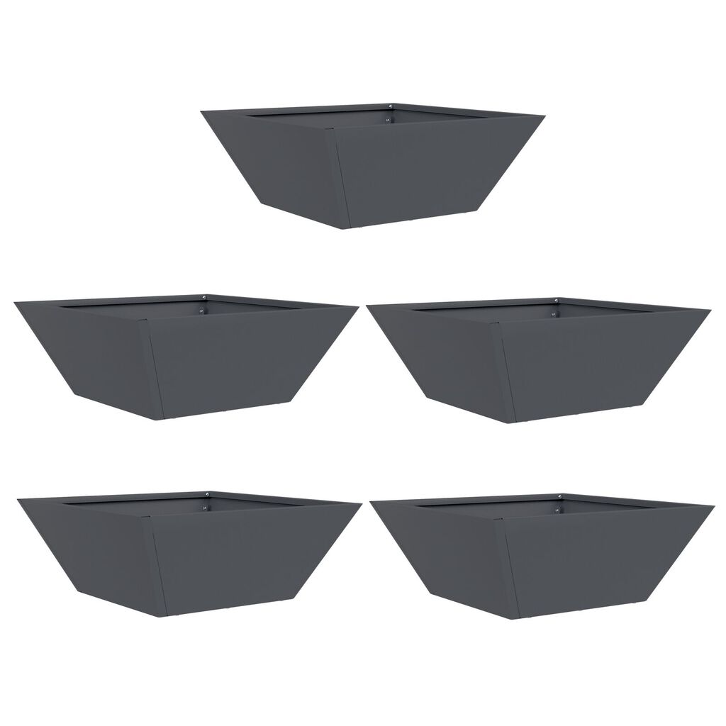 vidaXL Γλάστρα Κήπου 5 pcs Ανθρακί 40 x 40 x 15 cm Ατσάλι