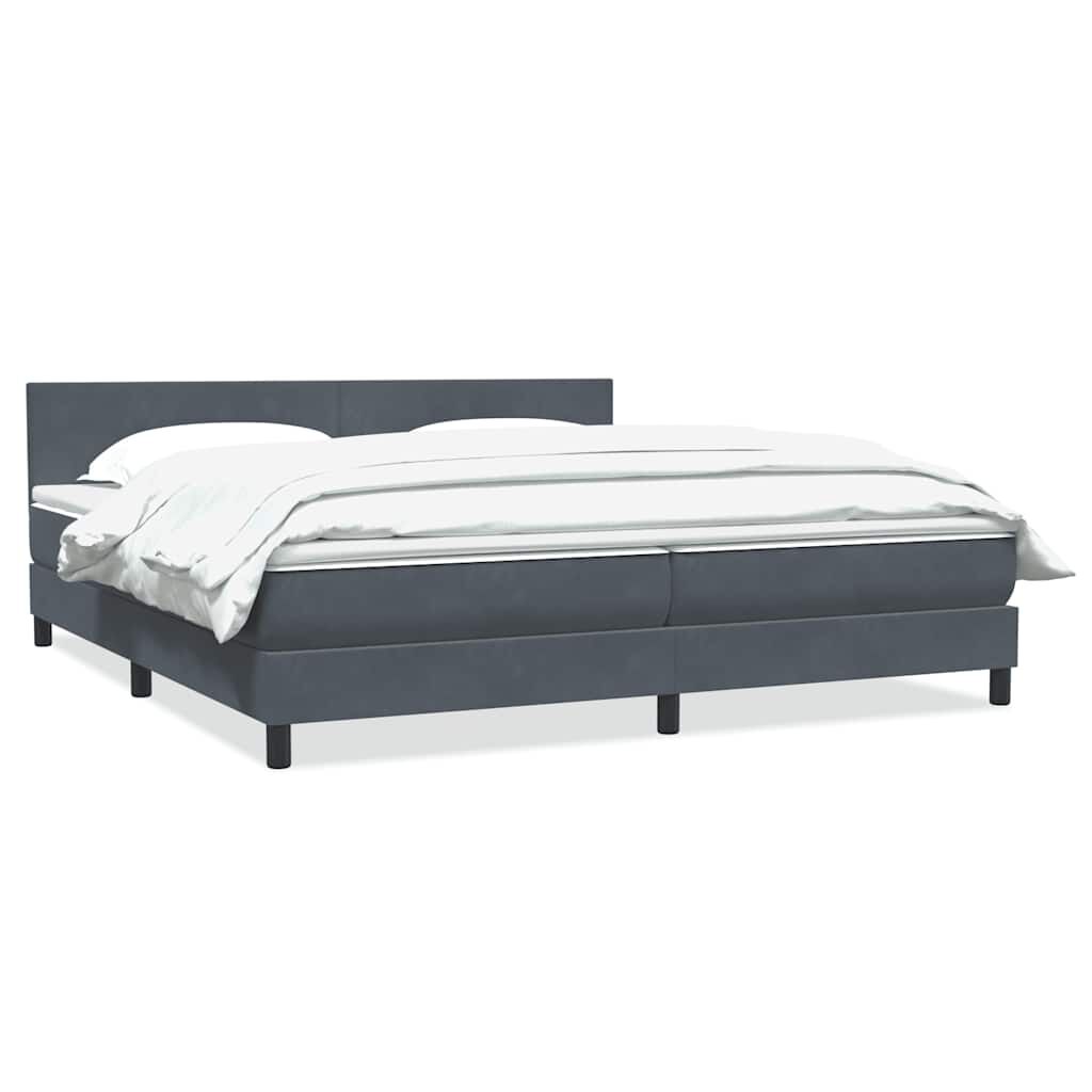 vidaXL Κρεβάτι Boxspring με Στρώμα Σκούρο Γκρι 200x210 εκ. Βελούδινο