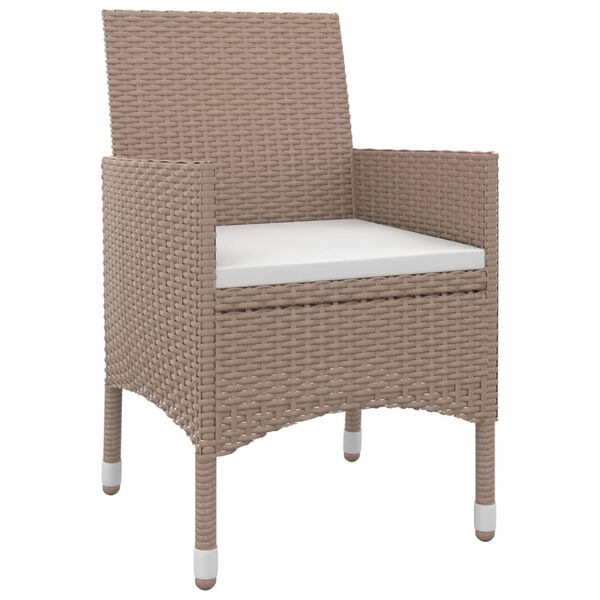 vidaXL Σετ Τραπεζαρίας Κήπου 3 τεμ. Συνθ. Ρατάν & Γυαλί με Μαξιλάρια