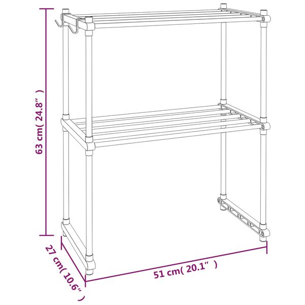 vidaXL Ράφι για Φούρνο Μικροκυμάτων Λευκό 51x27x63 εκ. από Αλουμίνιο