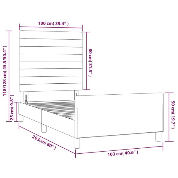 vidaXL Σκελετός Κρεβατιού Χωρίς Στρώμα Μαύρο 100x200 εκ. Υφασμάτινο