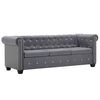 vidaXL Καναπές Τριθέσιος Chesterfield Γκρι 199 x 75 x 72 εκ. Βελούδο