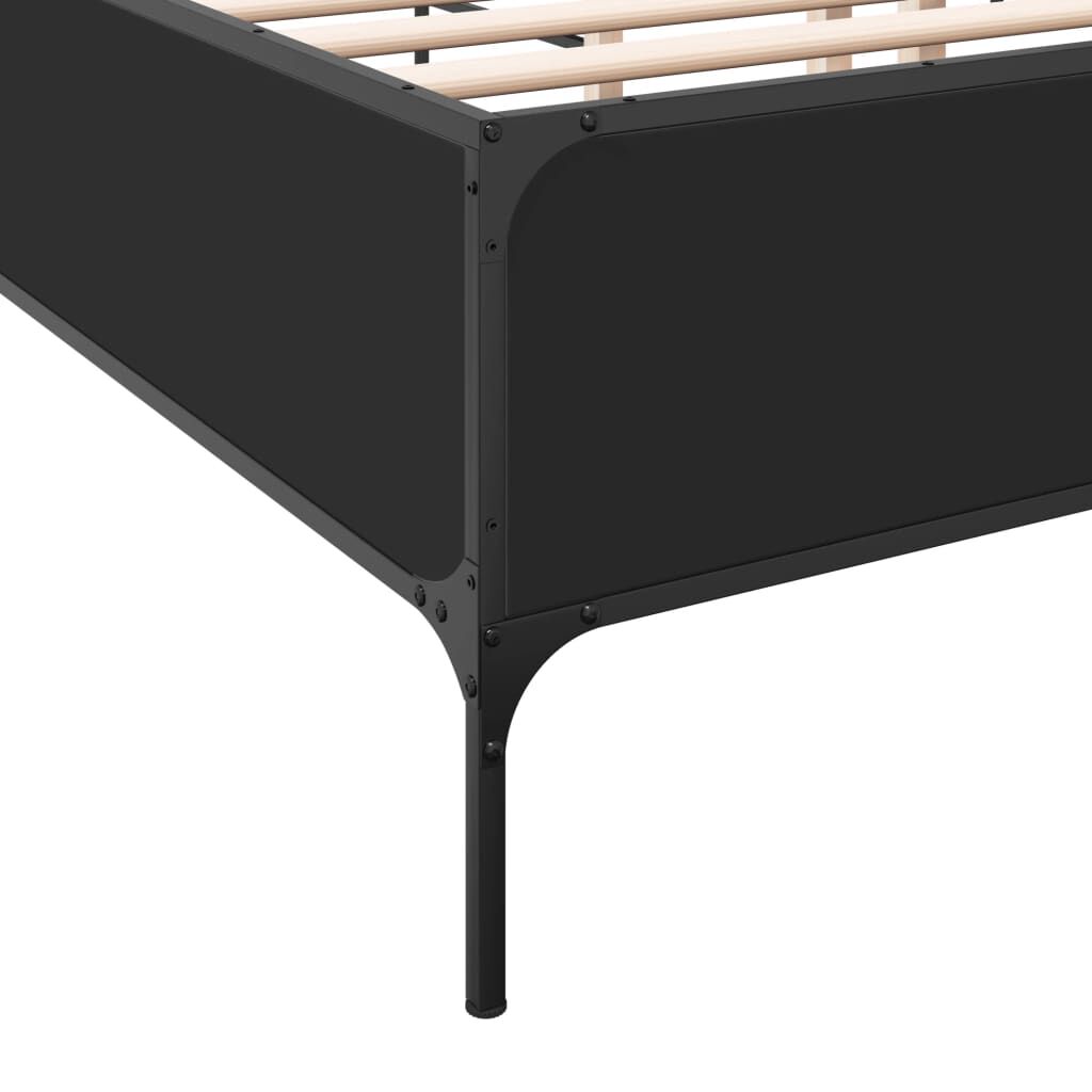 vidaXL Πλαίσιο Κρεβατιού Μαύρο 160 x 200 εκ. Επεξ. Ξύλο & Μέταλλο