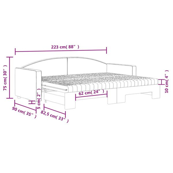 vidaXL Καναπές Κρεβάτι Συρόμενος Κρεμ 80x200 εκ. Υφασμάτινος Στρώματα